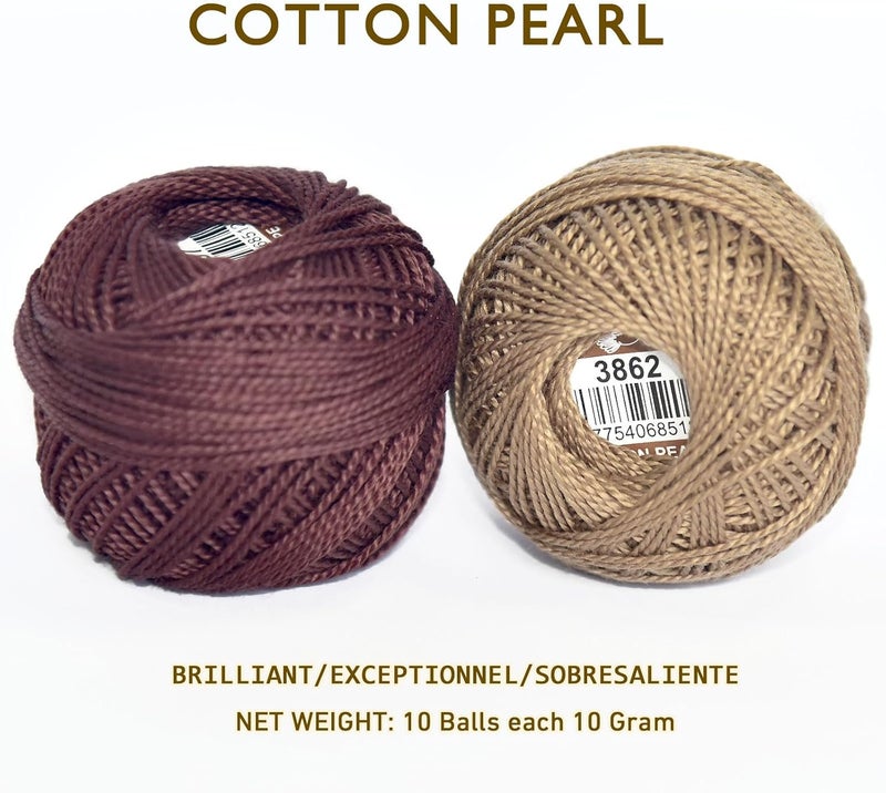 colored bird Double Mercerized Egyptian Long Staple Cotton Pearl Thread Ball 10 Grams Rainbow Color Embroidery Thread 10 Colors per Box for Crochet Hardanger Cross Stitch Hand Embroidery,caffee Series - Image 5